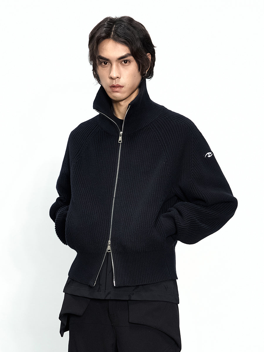 Rough Knit Zip-up Sweater