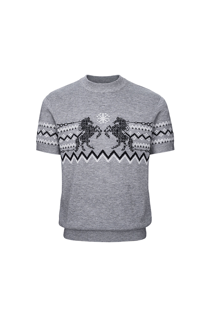 CATSSTAC Short-sleeve shirt with straight shoulders in a wool blend