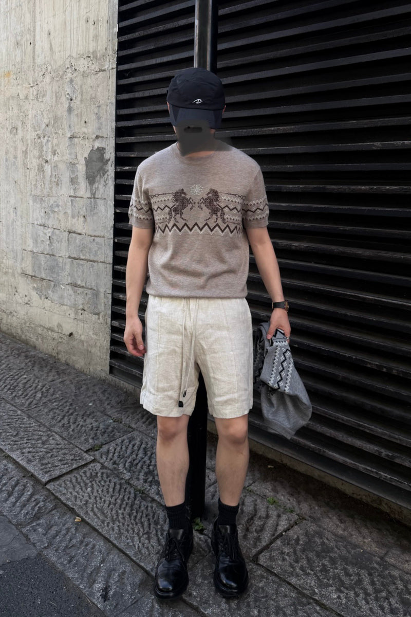 CATSSTAC Short-sleeve shirt with straight shoulders in a wool blend
