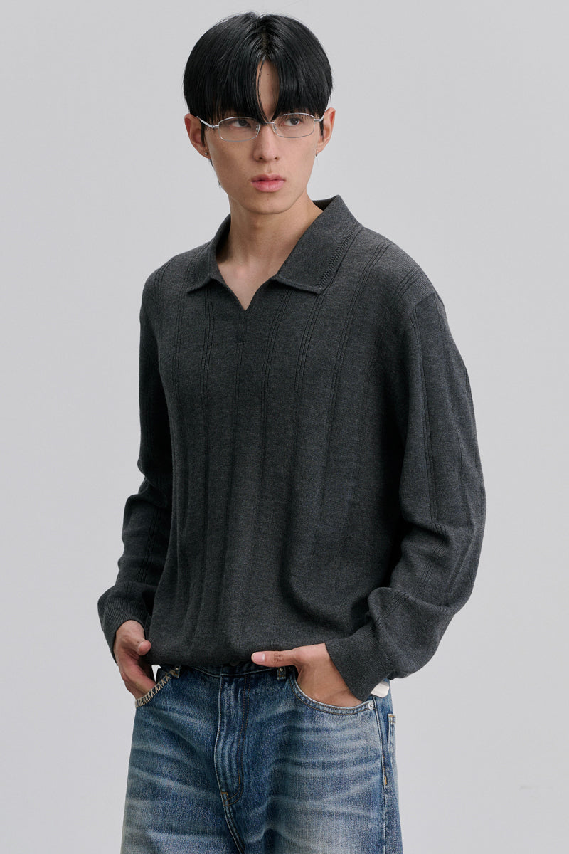 CATSSTAC Seagull-collar long-sleeve top in a silk-wool blend