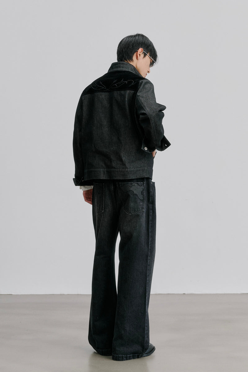 CATSSTAC Specter Raw Denim Aviator-Buckle Harrington