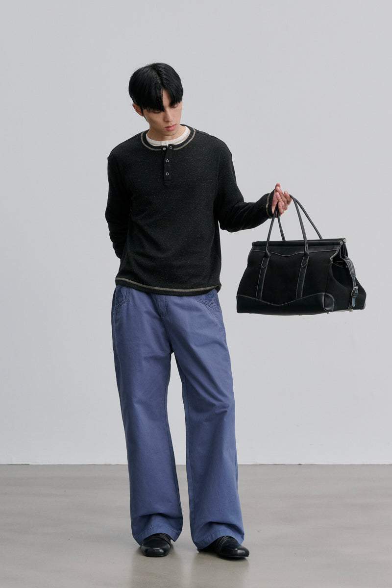CATSSTAC Dusk Linen Fleece Striped Henley