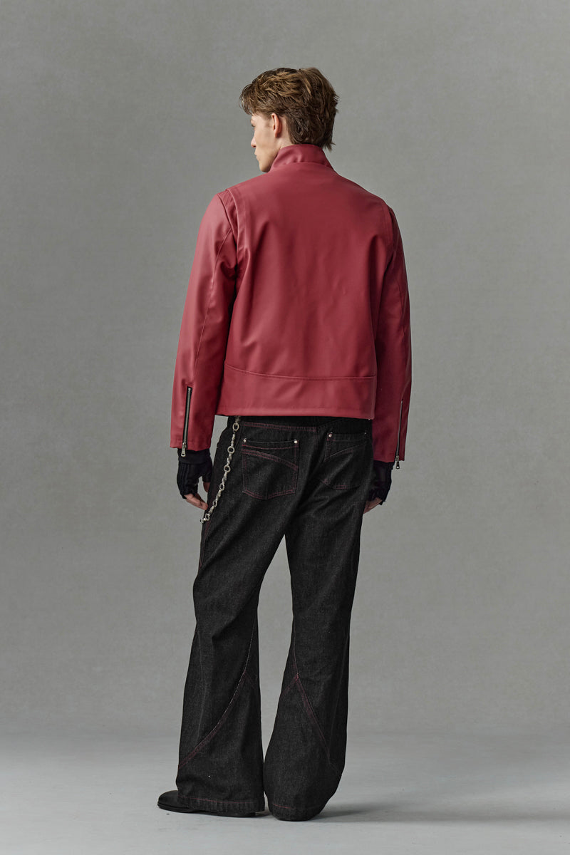 CATSSTAC Red Blade Faux Leather Moto Jacket