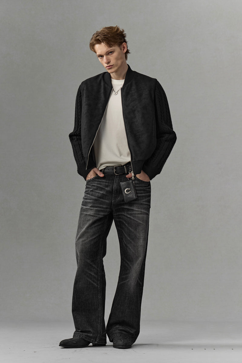 CATSSTAC Berlin Knit-Sleeve Wool-Lined Bomber Jacket