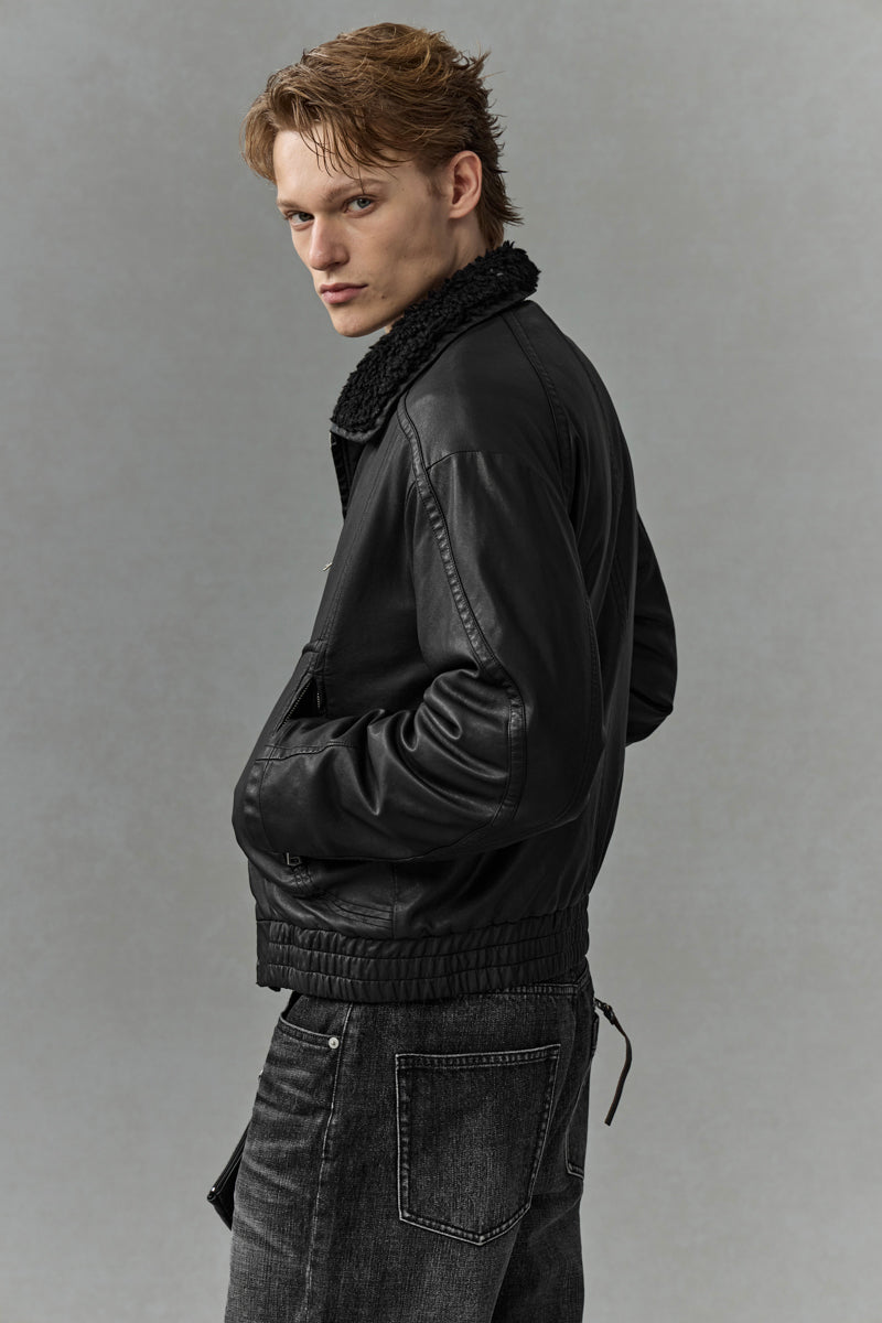 CATSSTAC Safari B2 Wool-Lined Washed Faux Leather Jacket