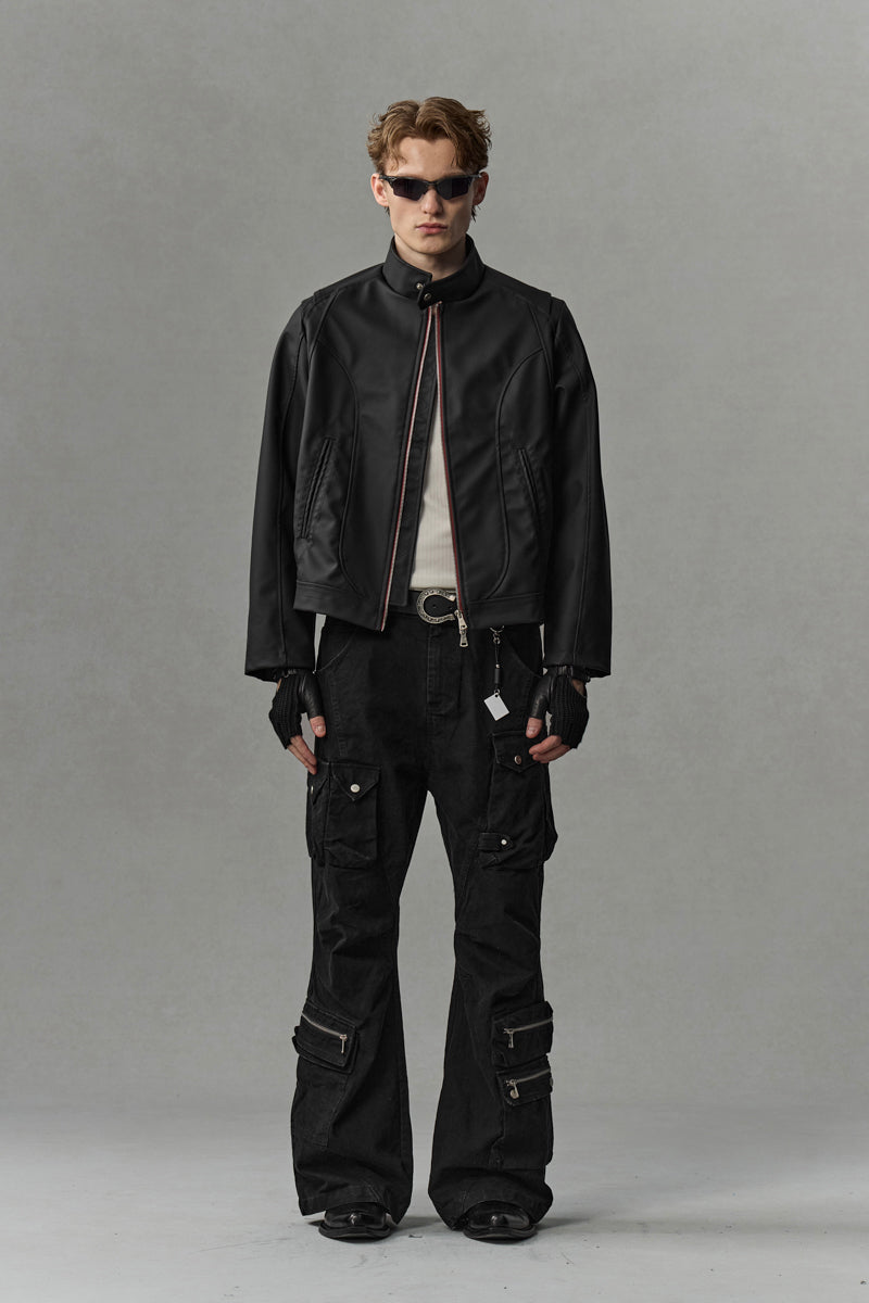 CATSSTAC Red Blade Faux Leather Moto Jacket