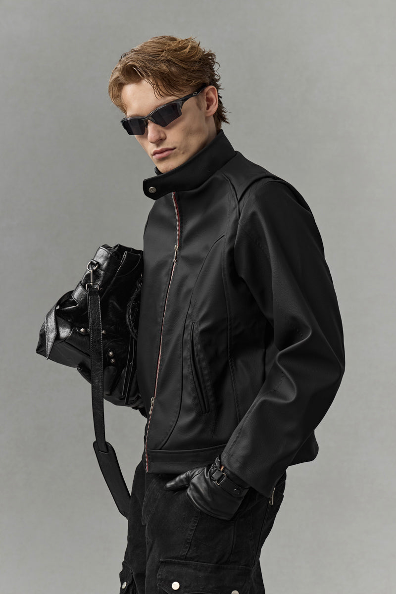 CATSSTAC Red Blade Faux Leather Moto Jacket