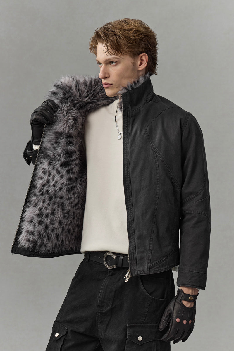 CATSSTAC Nightstrike Leopard-Lined Heavyweight Washed Canvas Jacket