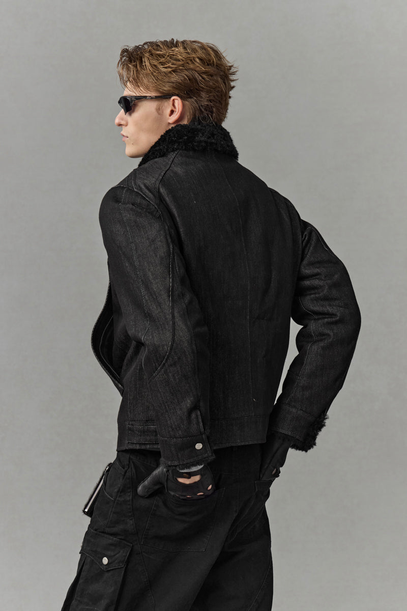CATSSTAC Vine Applique Heavyweight Denim Sherpa Jacket