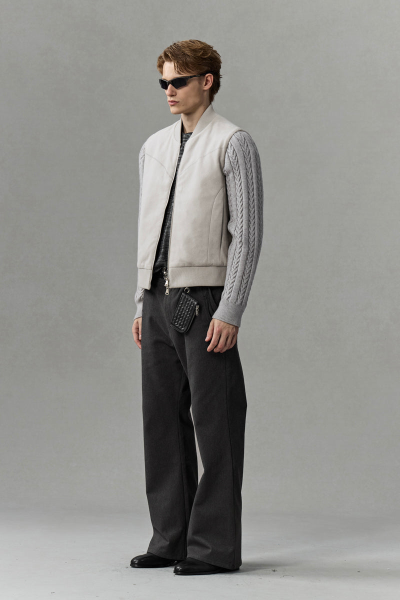 CATSSTAC Berlin Knit-Sleeve Wool-Lined Bomber Jacket