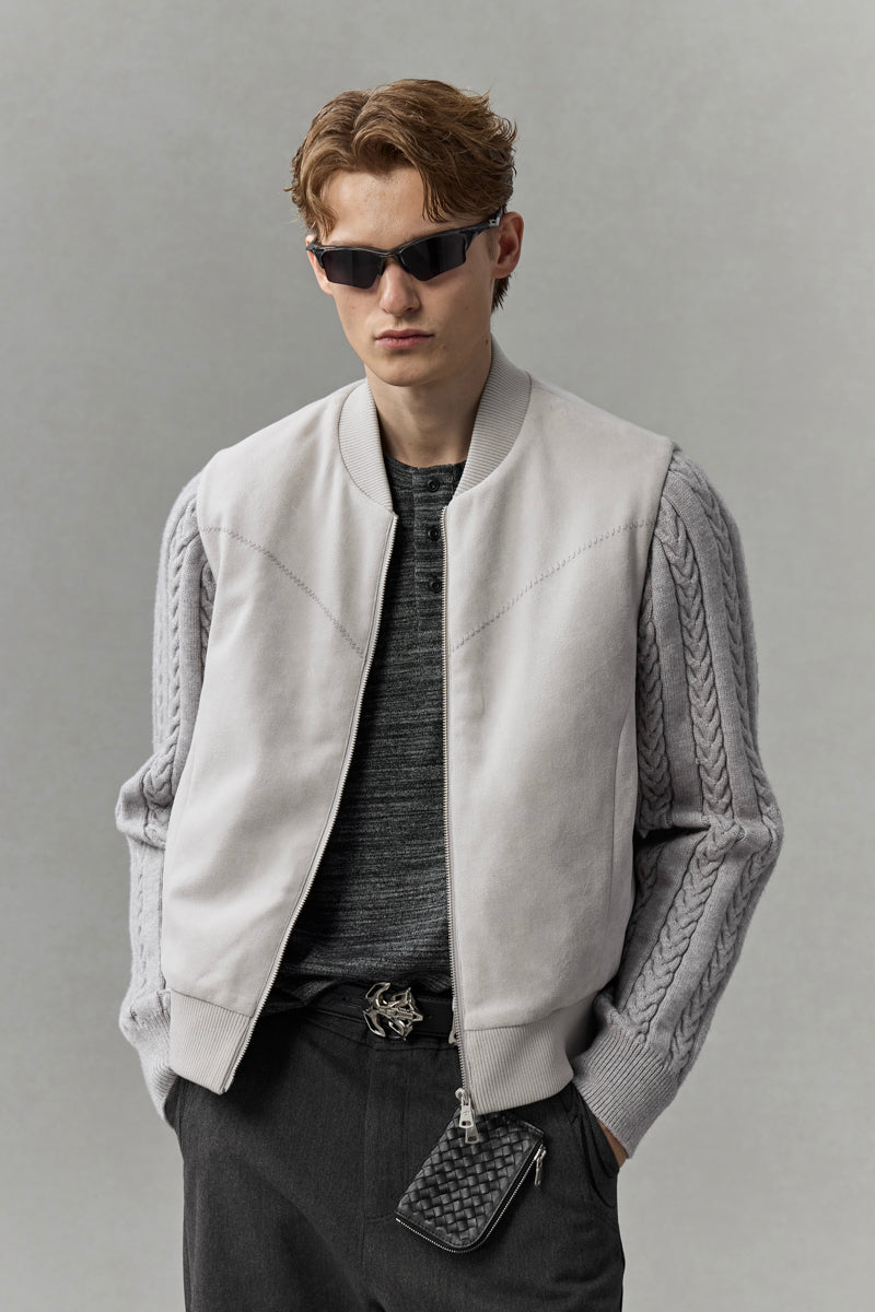 CATSSTAC Berlin Knit-Sleeve Wool-Lined Bomber Jacket