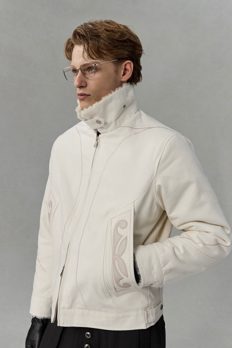 CATSSTAC Vine Applique Heavyweight Denim Sherpa Jacket