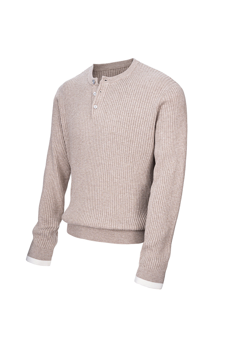 CATSSTAC Henley Ribbed Silk-Wool Blend Sweater