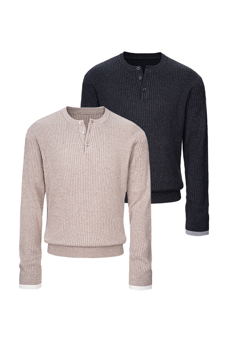 CATSSTAC Henley Ribbed Silk-Wool Blend Sweater