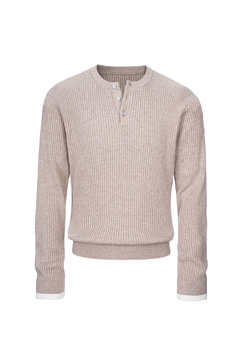 CATSSTAC Henley Ribbed Silk-Wool Blend Sweater