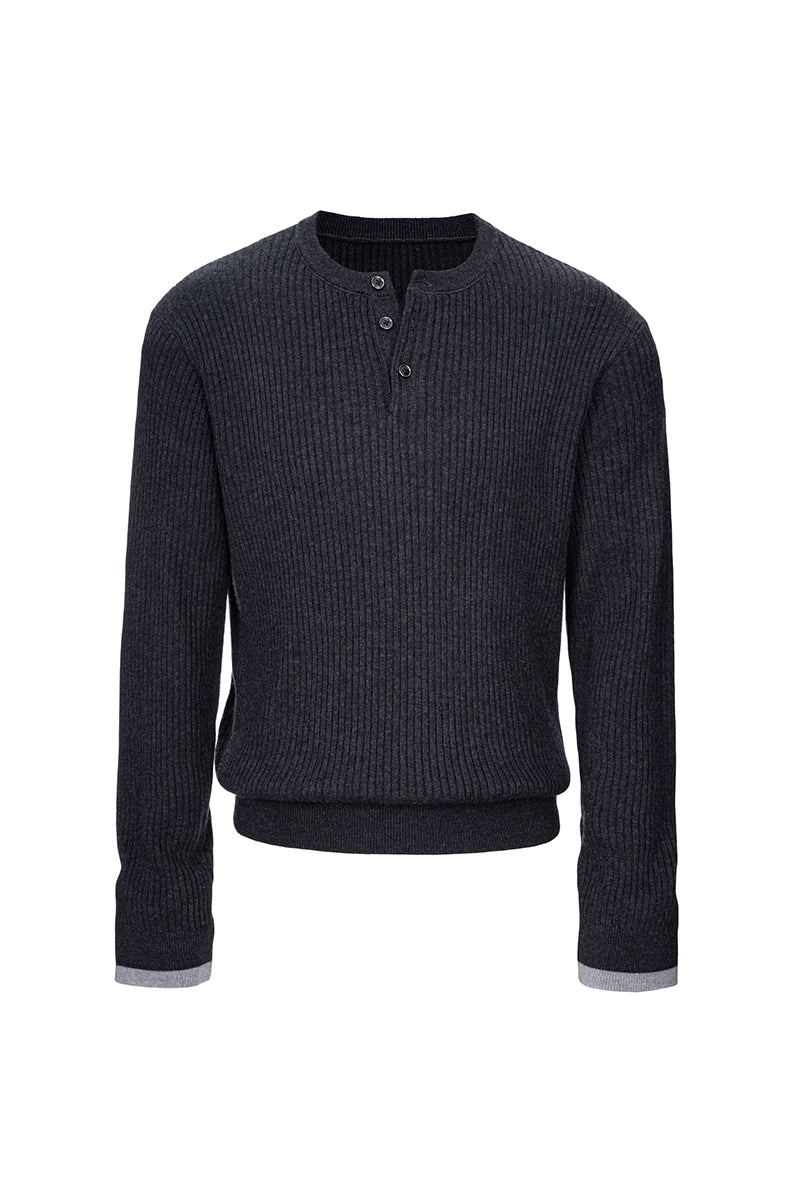 CATSSTAC Henley Ribbed Silk-Wool Blend Sweater