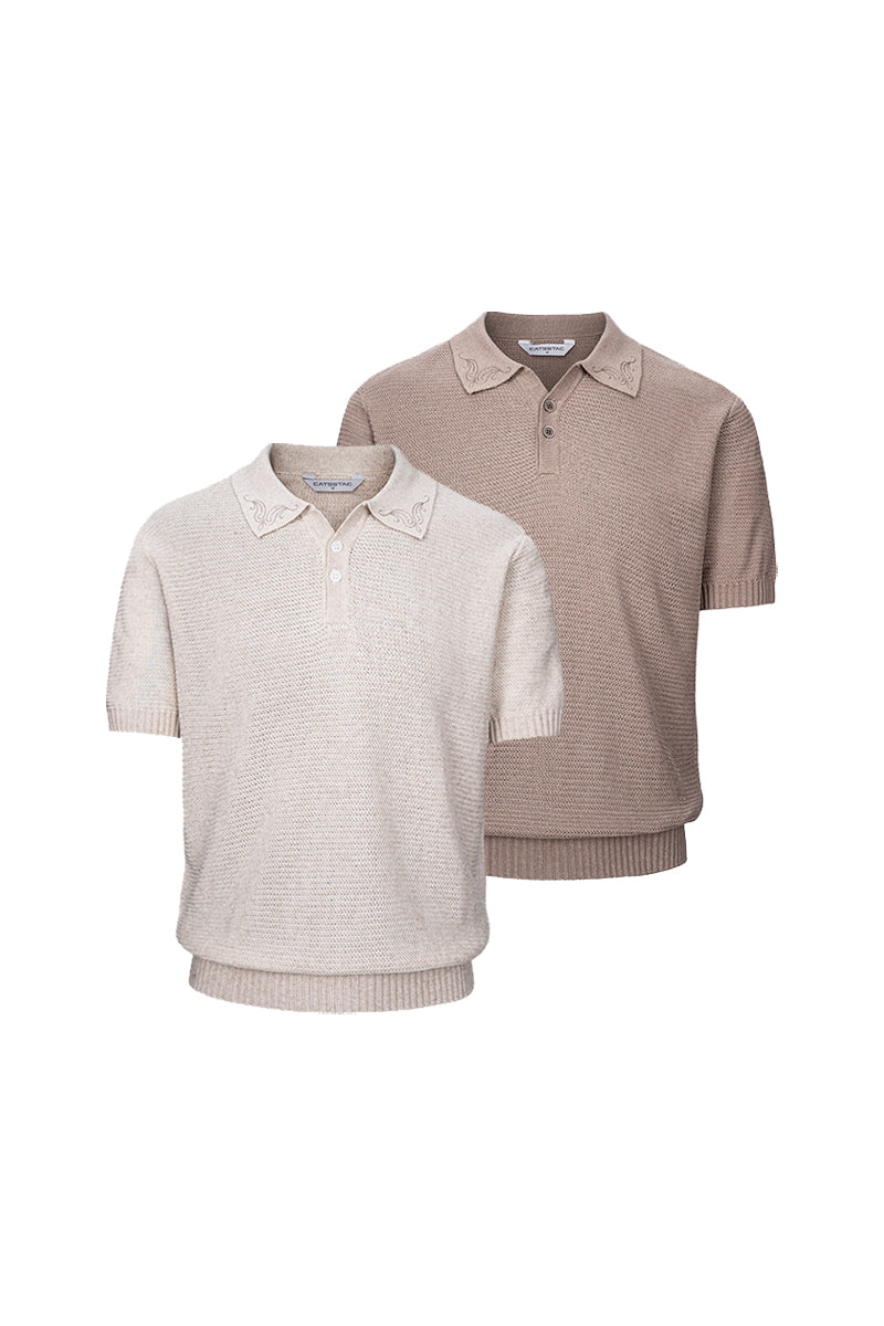 CATSSTAC Short-Sleeve Linen-Lysel Knit Top