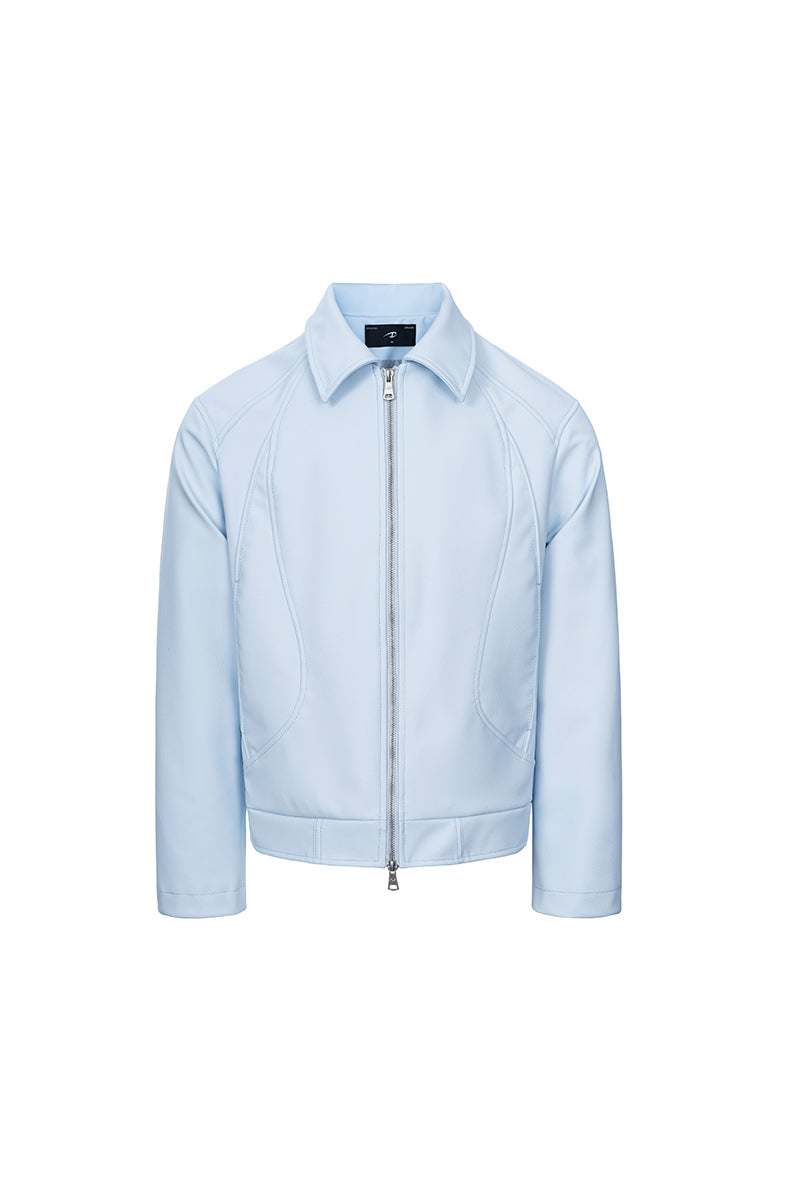 CATSSTAC Round Knight Regular-Shoulder Faux Leather Jacket