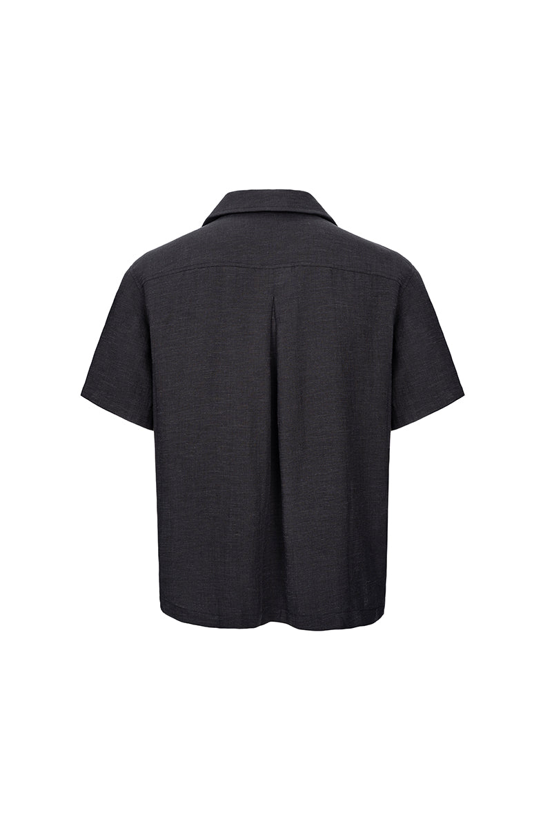 CATSSTAC Embroidered Pleated Short-Sleeve Shirt