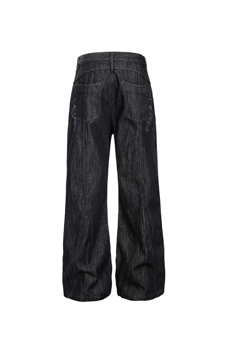 CATSSTAC Preserved Flower Embroidered Vintage Jeans