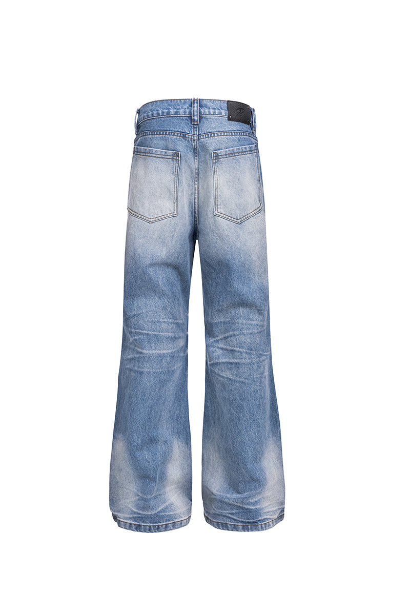 Frost Blue Relaxed Flared Stone Wash Jeans