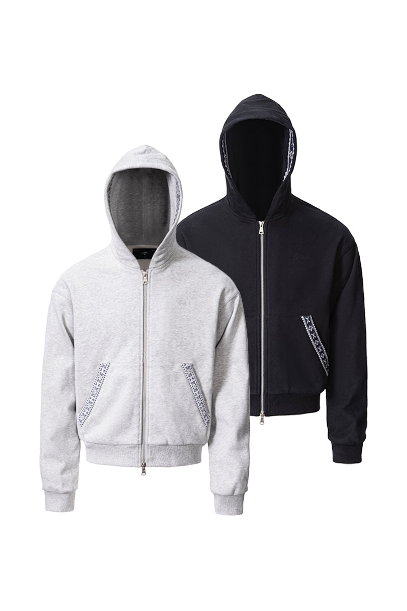 CATSSTAC ribbed zip-up hooded sweatshirt
