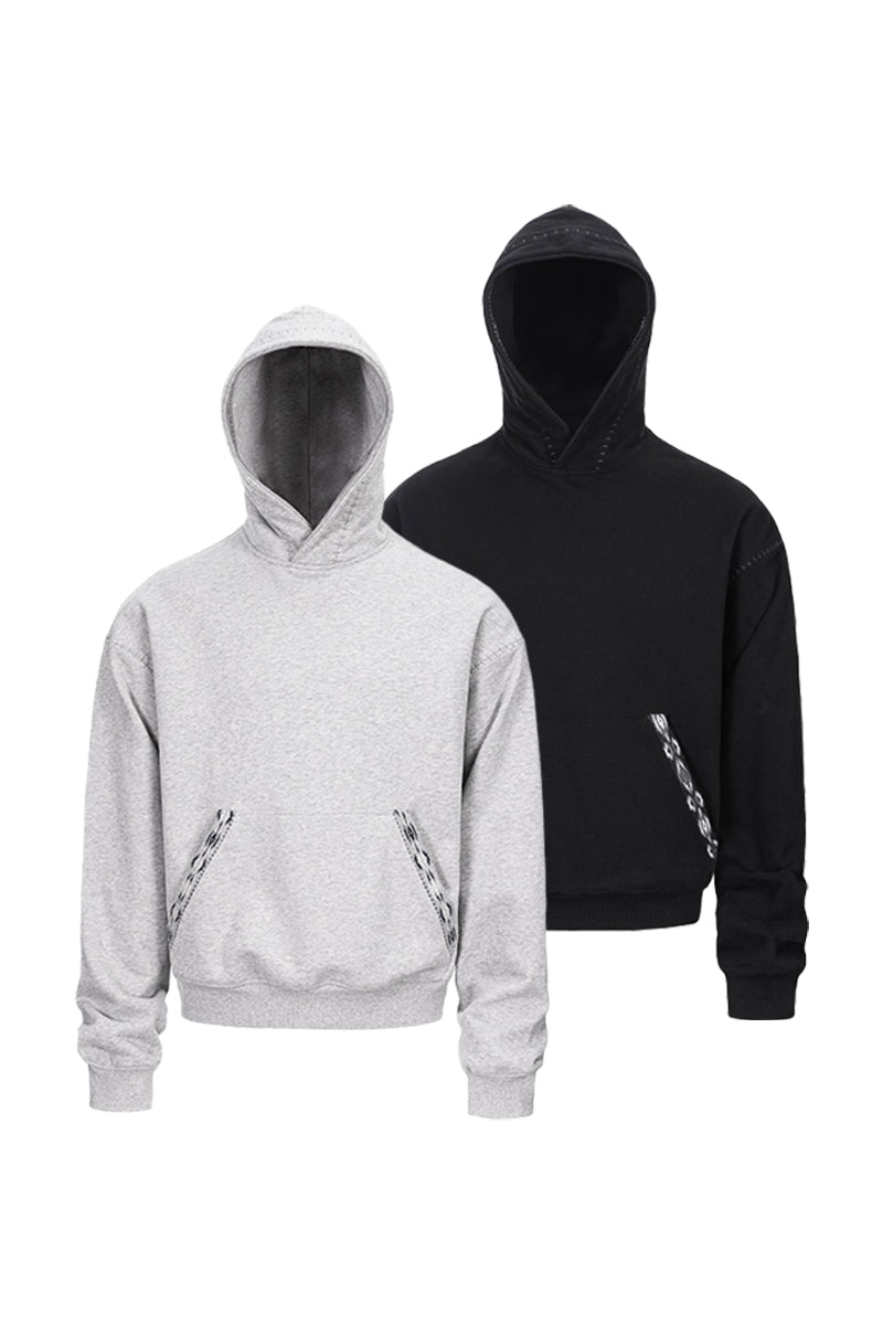 CATSSTAC Ribbed hand-stitched knit hoodie