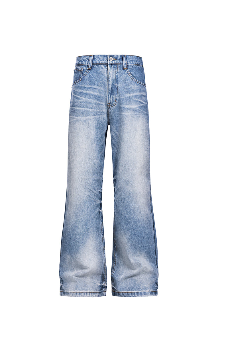 Frost Blue Relaxed Flared Stone Wash Jeans