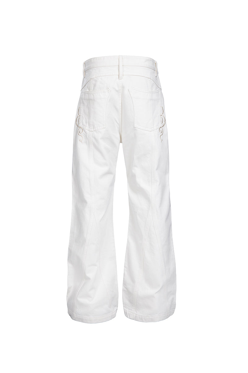 CATSSTAC Preserved Flower Embroidered Vintage Jeans