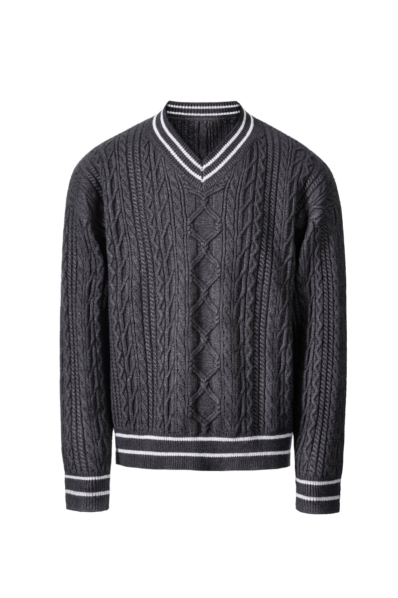 CATSSTAC Heavyweight color-block jacquard V-neck sweater