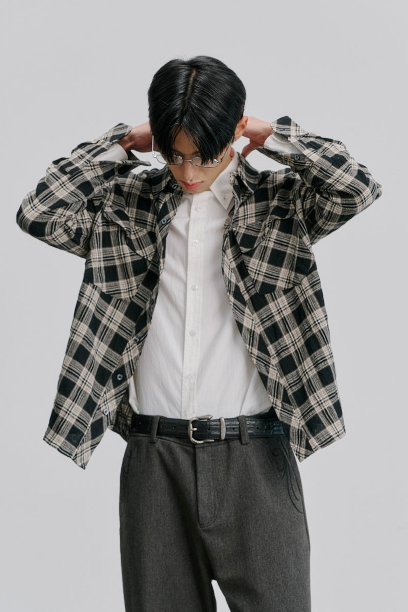 CATSSTAC Woven Checkered Cotton Shirt