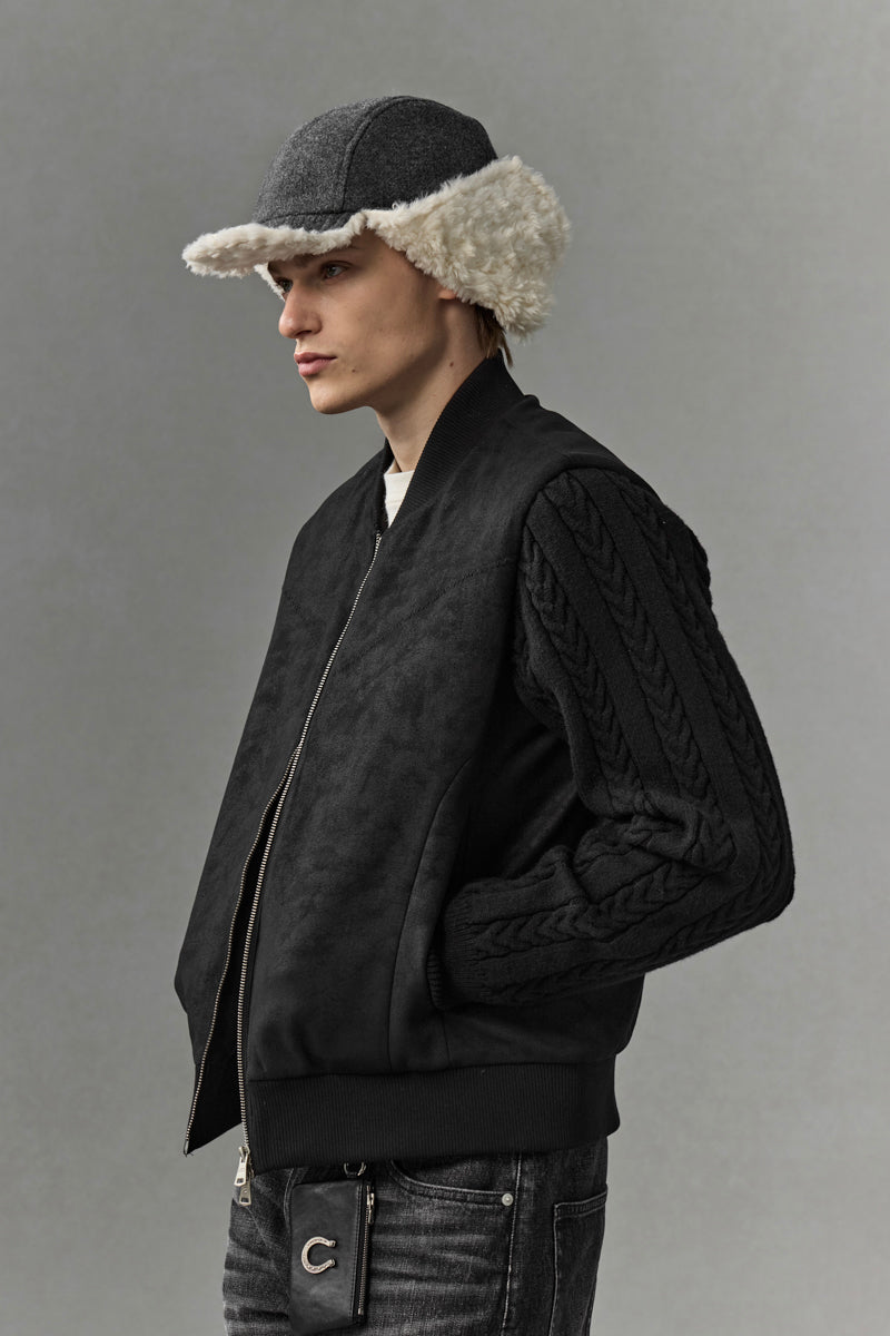 CATSSTAC Berlin Knit-Sleeve Wool-Lined Bomber Jacket
