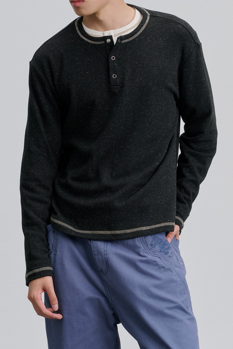 CATSSTAC Dusk Linen Fleece Striped Henley