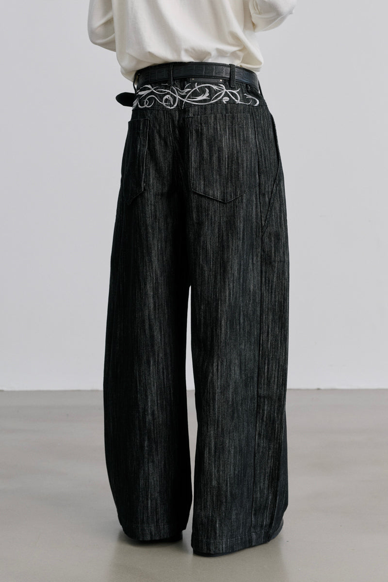 CATSSTAC Thorn-pattern A-line raw denim jeans