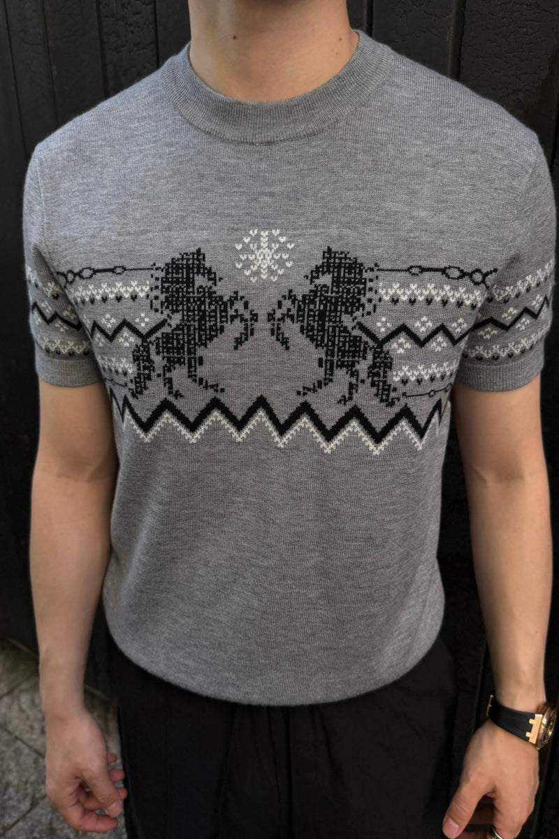 CATSSTAC Short-sleeve shirt with straight shoulders in a wool blend