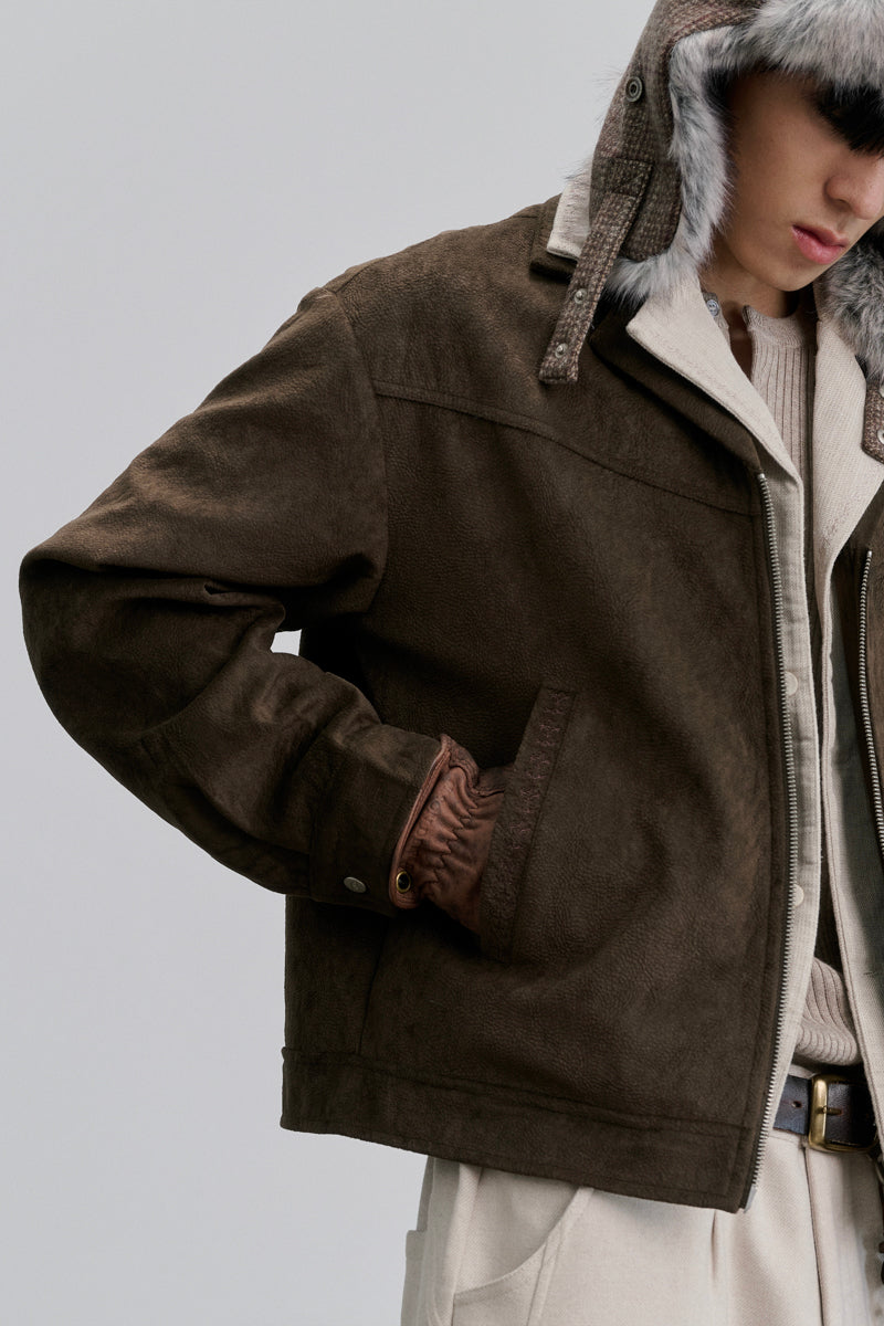 CATSSTAC Faux-layered patterned suede jacket