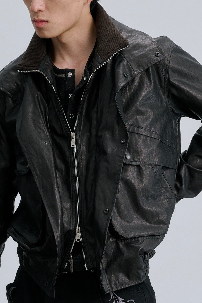 CATSSTAC Peregrine Faux-Layered PU Leather Jacket