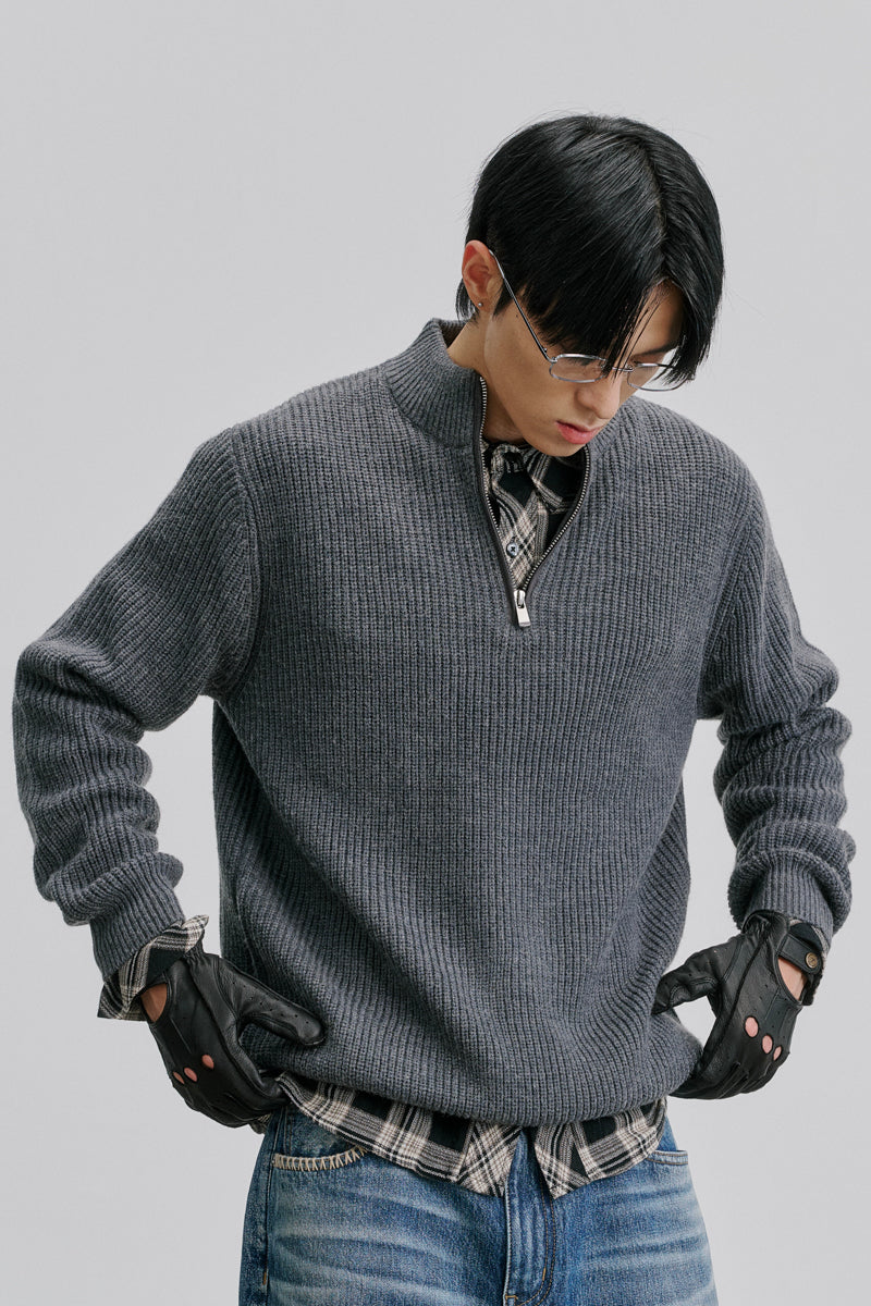 CATSSTAC Sunny Suede-Trimmed Stand-Collar Wool Blend Sweater