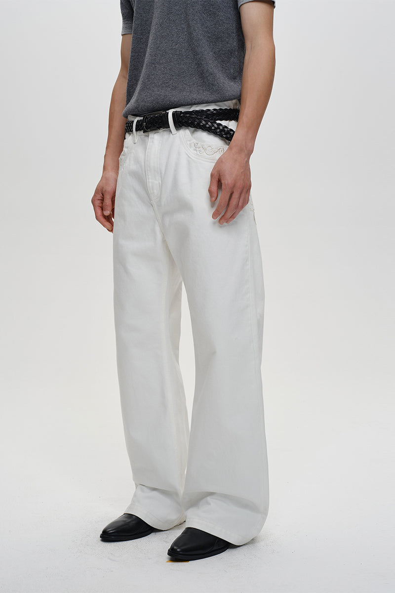 CATSSTAC Preserved Flower Embroidered Vintage Jeans
