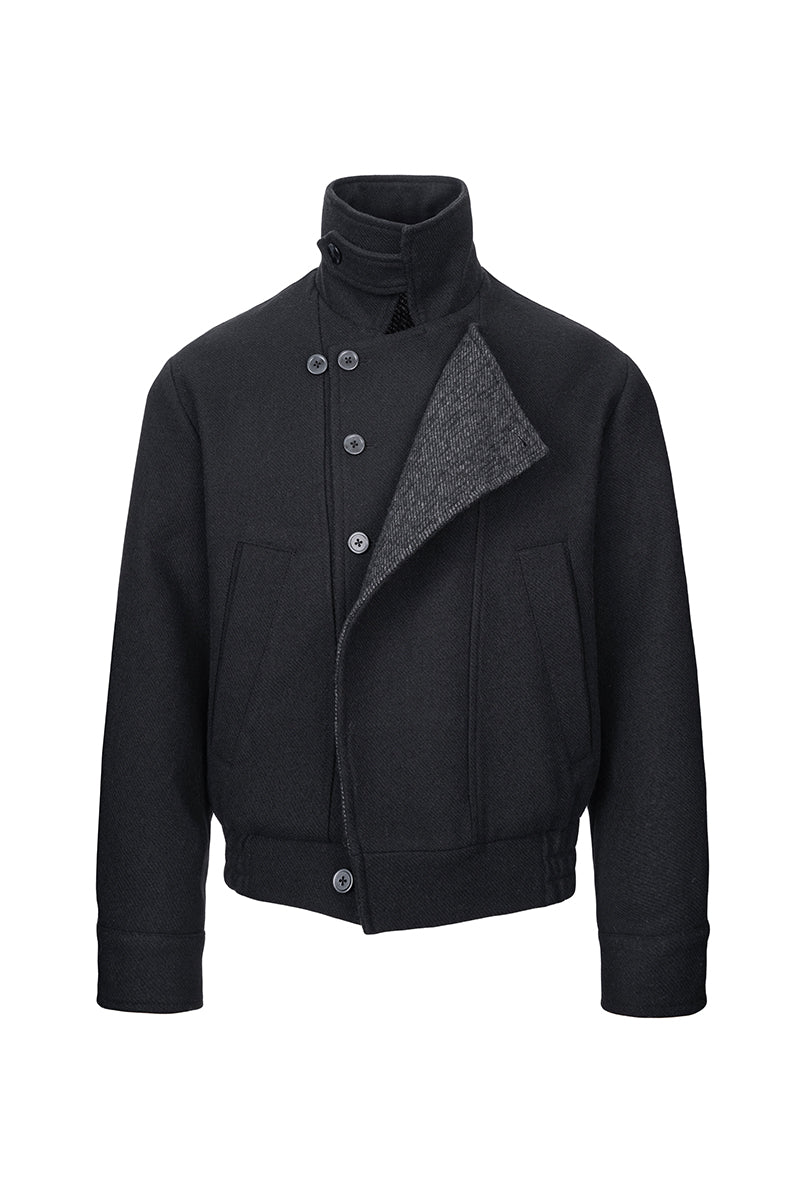 CATSSTAC Inkfold Double-Placket 40% Wool-Blend Cropped Jacket