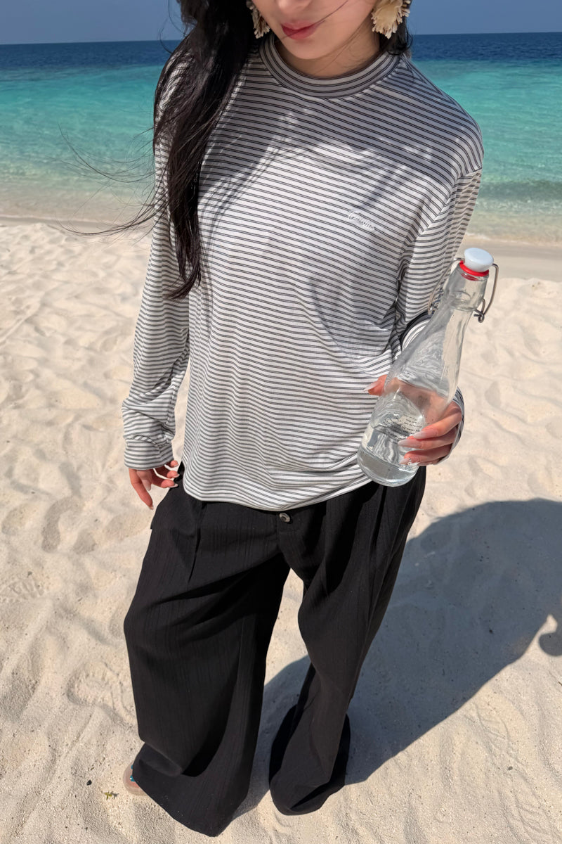 CATSSTAC Silk-cotton-wool striped base layer top