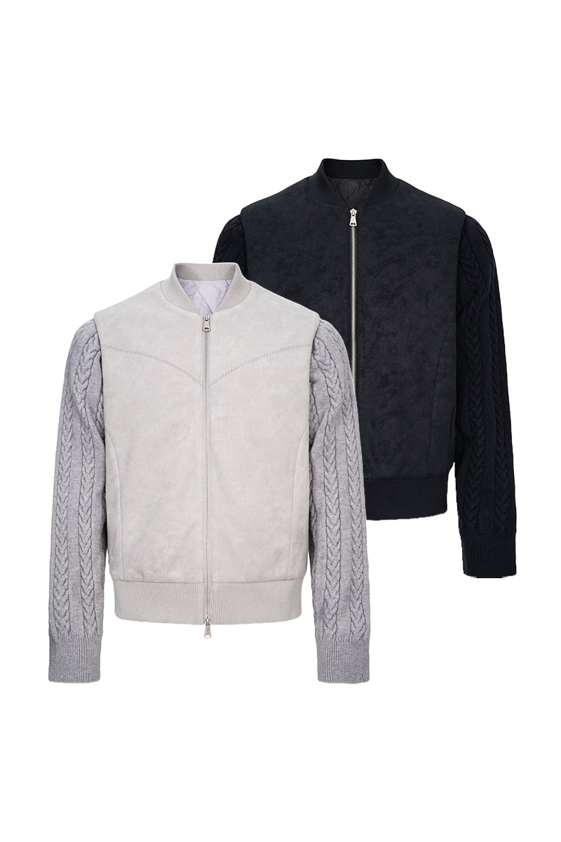 CATSSTAC Berlin Knit-Sleeve Wool-Lined Bomber Jacket