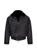 CATSSTAC Black Blade Washed PU Sherpa Collar Jacket