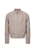 CATSSTAC Ridge Chunky Cable-Knit Zip-Up Cardigan
