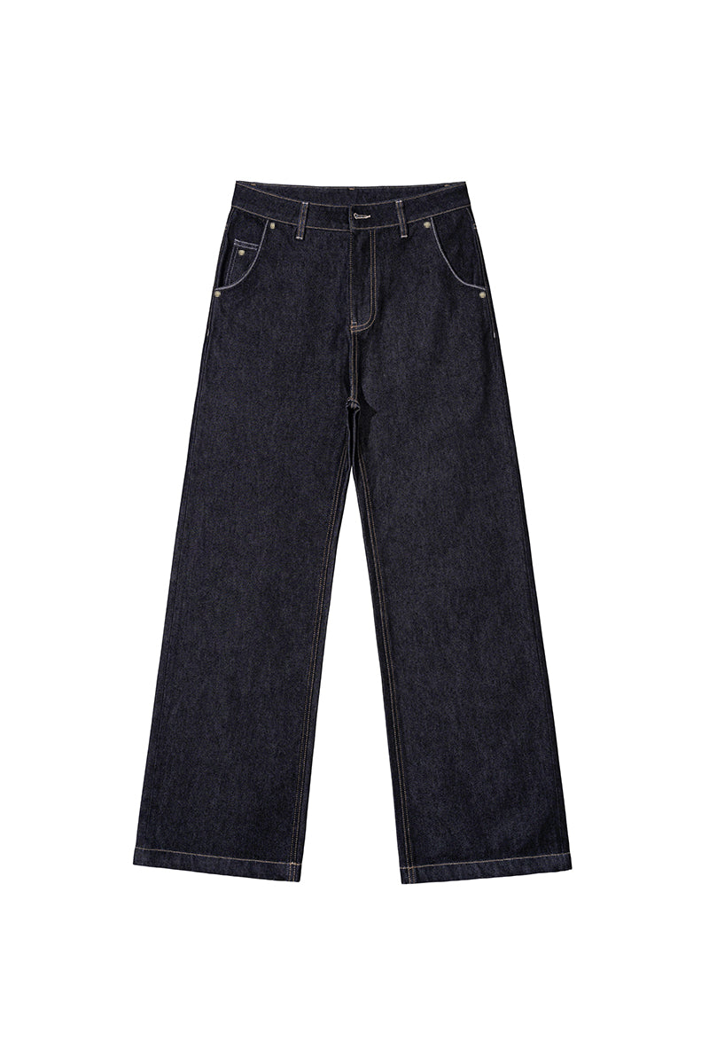 CATSSTAC Shadow Blade Raw Denim Fleece-Lined Wide-Leg Jeans