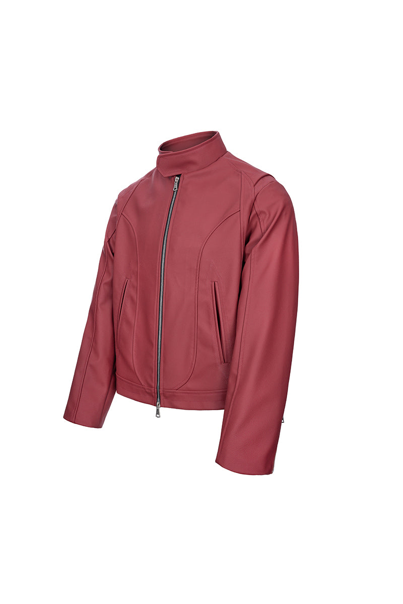 CATSSTAC Red Blade Faux Leather Moto Jacket