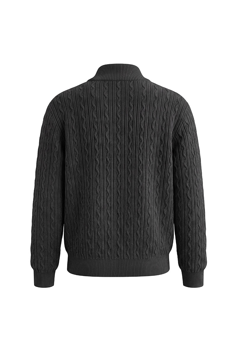 CATSSTAC Embossed Manor Wool-Blend Zip Cardigan