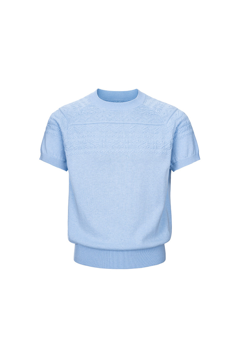 CATSSTAC Cashmere Fair Isle Short-Sleeve Top
