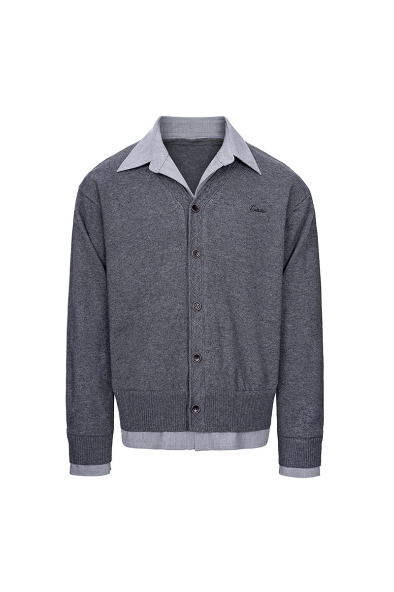 CATSSTAC Mock-layered cardigan sweater