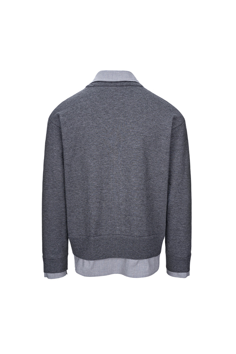 CATSSTAC Mock-layered cardigan sweater